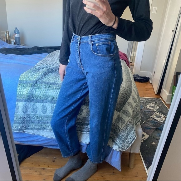 VINTAGE High Rise 90s Medium Wash Blue Mom Straight Leg Jeans Sz 4 - Picture 2 of 9